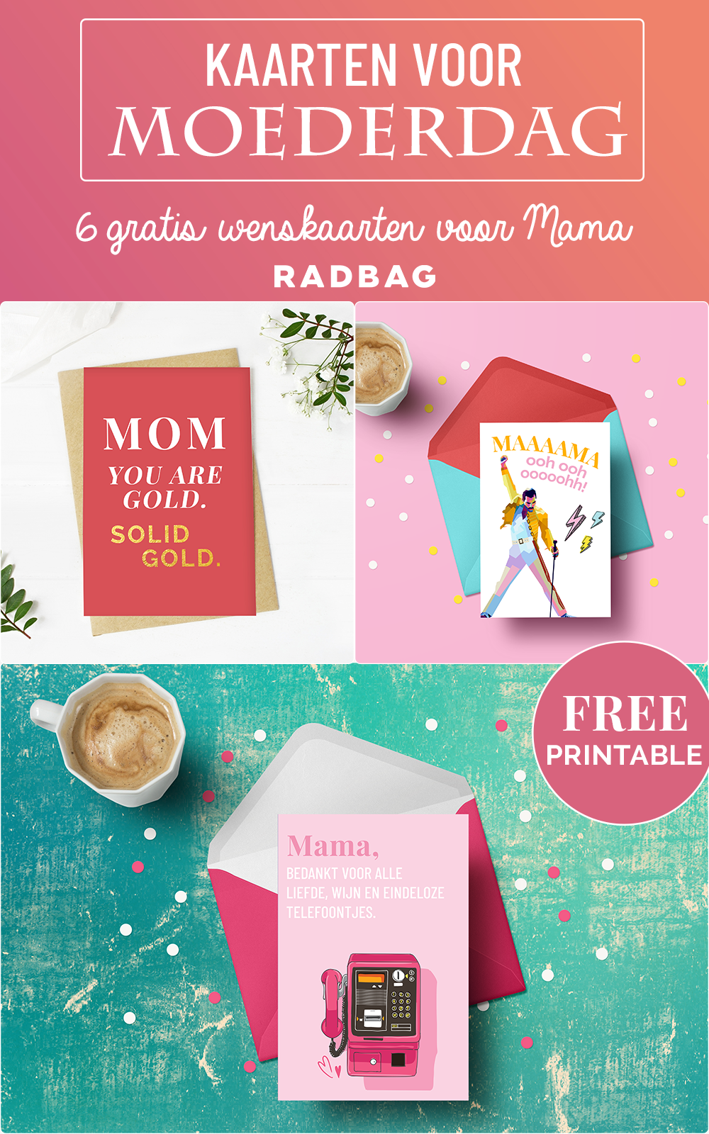 Moederdag kaart voor de liefste Mama. Met gratis printable.