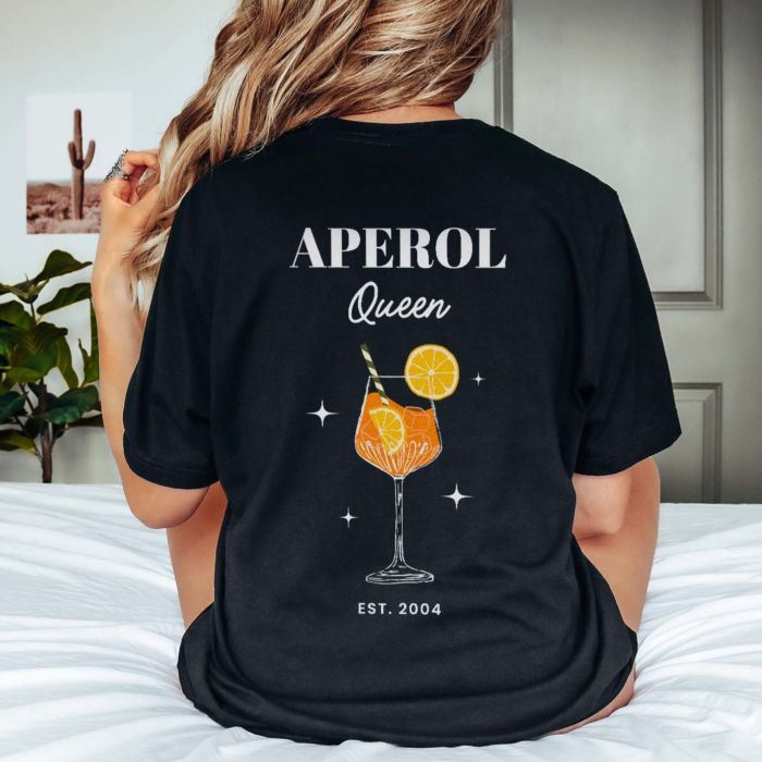 Gepersonaliseerd t-shirt met aperol illustratie en tekst