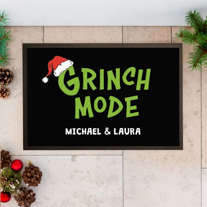 Gepersonaliseerde deurmat Grinch Mode